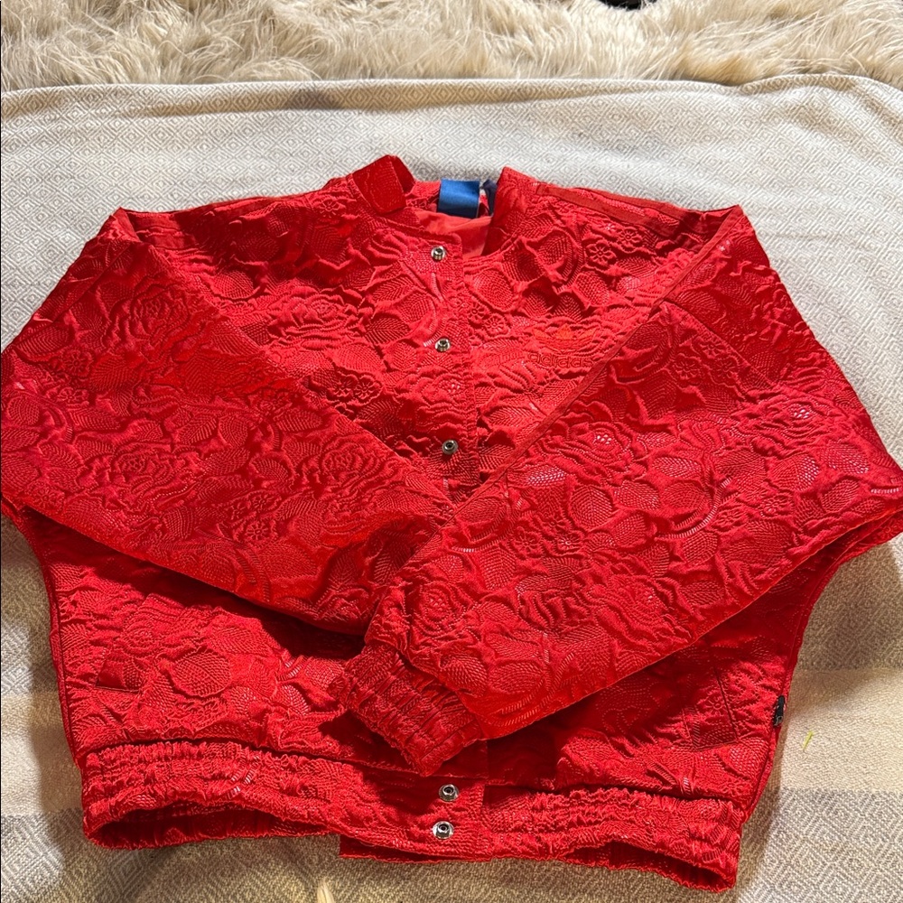 Adidas Vibrant Red Lace Jacket and Shorts - Picture 2 of 5